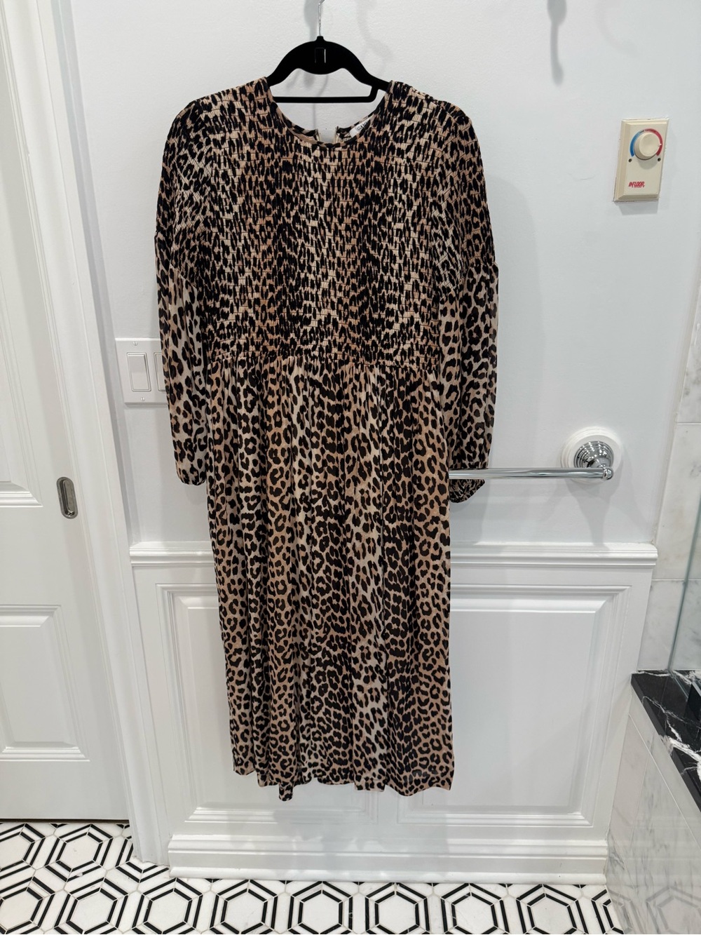 Ganni Leopard Print Maxi Dress in Tan and Black